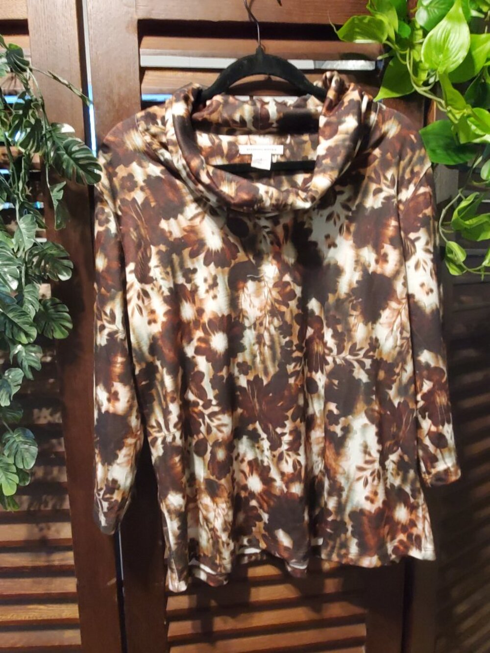 Abstract Floral Tie-Dye Print Cowl Neck Sweatshirt
